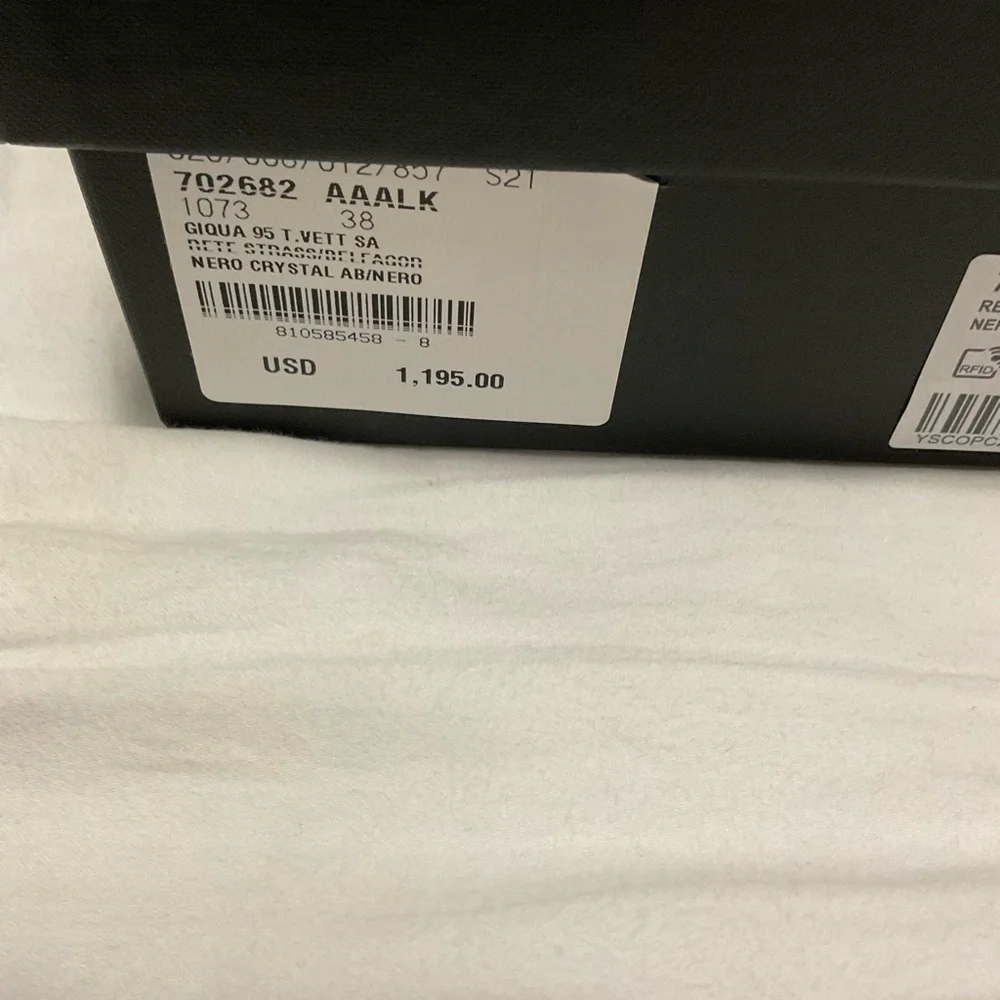 Saint Laurent Women's Liz Embellished High Heel Slide Sandals size 38 - Picture 14 of 16